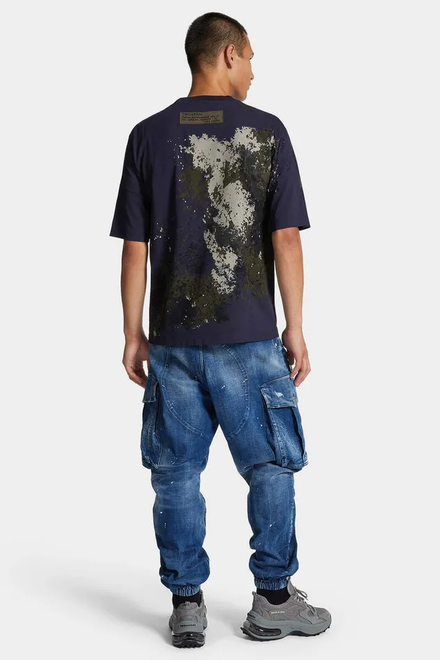 Dsquared2 Jeans Medium Filo Blu Wash Zipped Cargo Pant Navy 8211 Men
