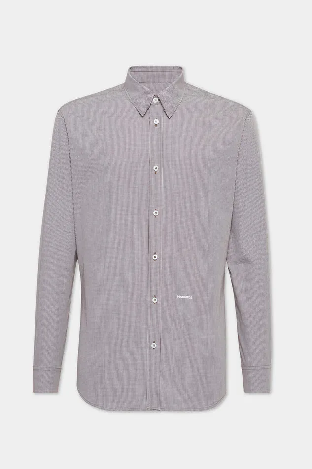 Dsquared2 Shirts Relax Dan MicroChecked Shirt Grey 8211 Men
