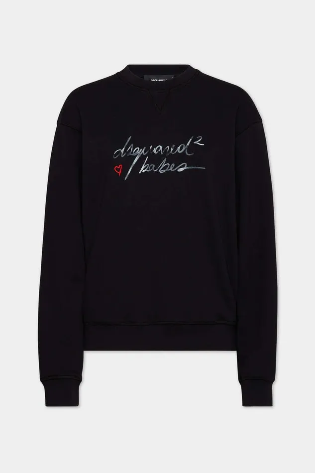 Dsquared2 Sweatshirts Dyed Just Right Fit Babes Sweatshirt Black 8211 Women