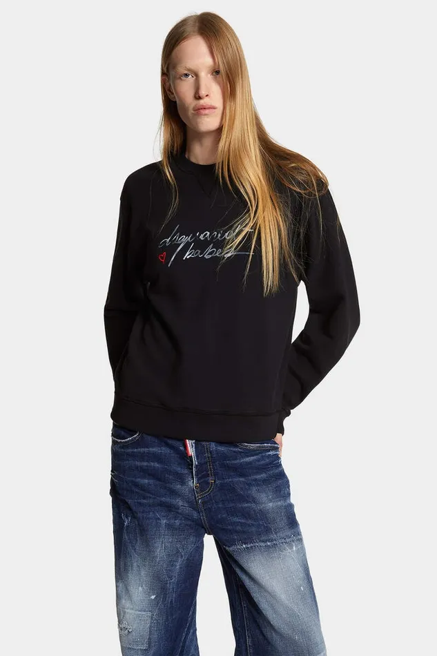 Dsquared2 Sweatshirts Dyed Just Right Fit Babes Sweatshirt Black 8211 Women