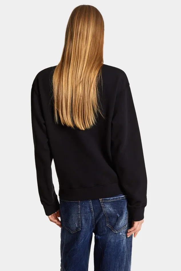 Dsquared2 Sweatshirts Dyed Just Right Fit Babes Sweatshirt Black 8211 Women