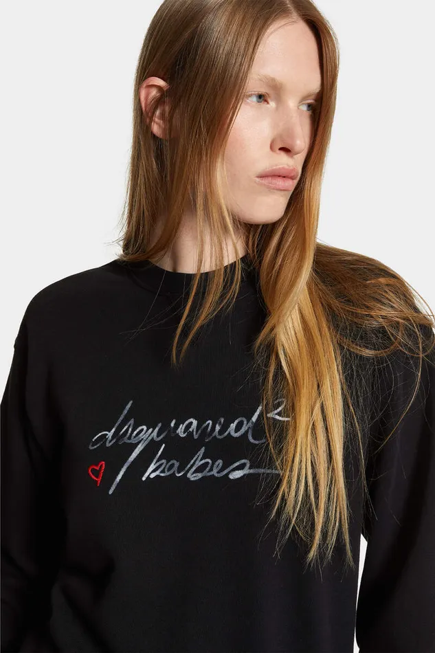 Dsquared2 Sweatshirts Dyed Just Right Fit Babes Sweatshirt Black 8211 Women