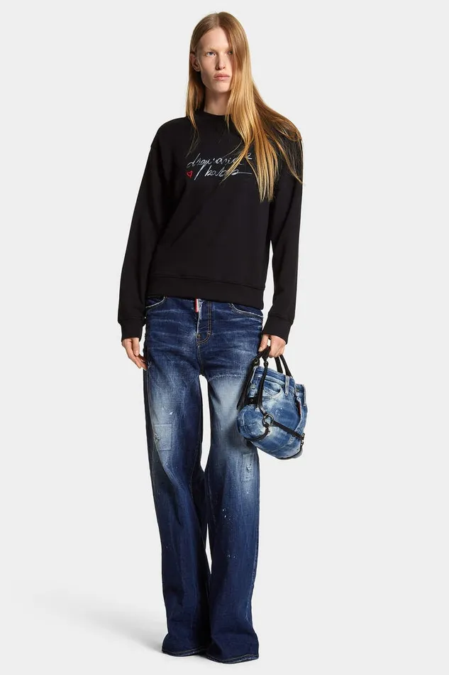 Dsquared2 Sweatshirts Dyed Just Right Fit Babes Sweatshirt Black 8211 Women