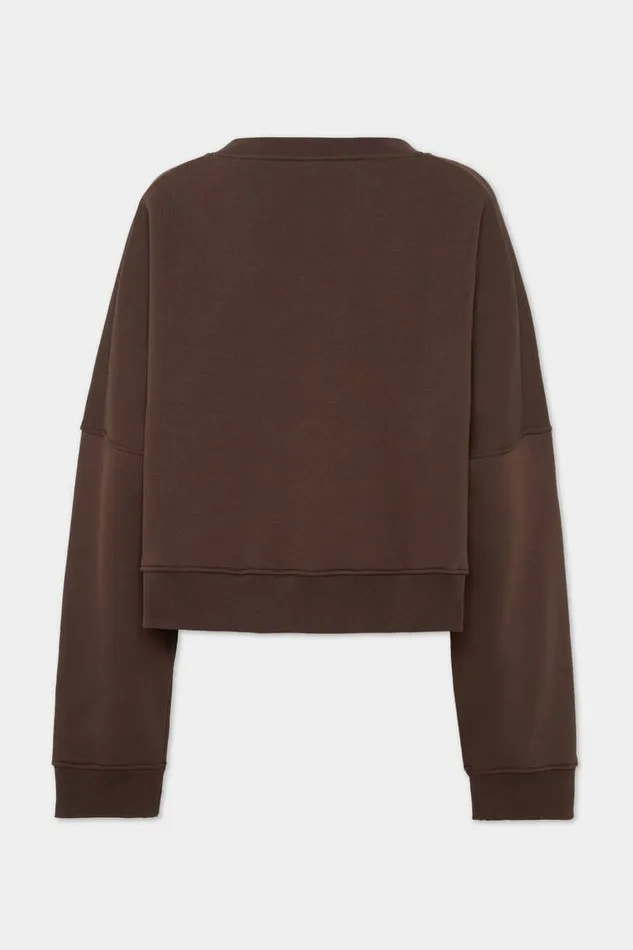 Dsquared2 Sweatshirts Relax Fit Crewneck Icon New Generation Sweatshirt Dark Chocolate 8211 Women