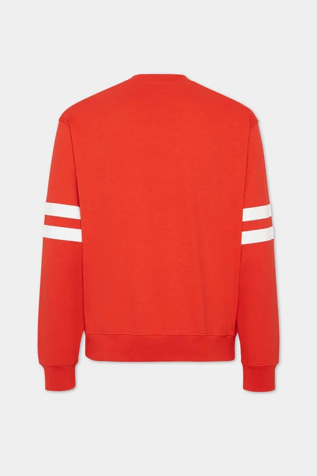Dsquared2 Sweatshirts Wash Football Fit Long Sleeve TShirt Red 8211 Men