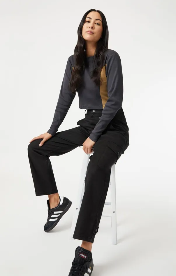 Elsie Cargo Pants In Black Luxe Twill Women Mavi Jeans Pants