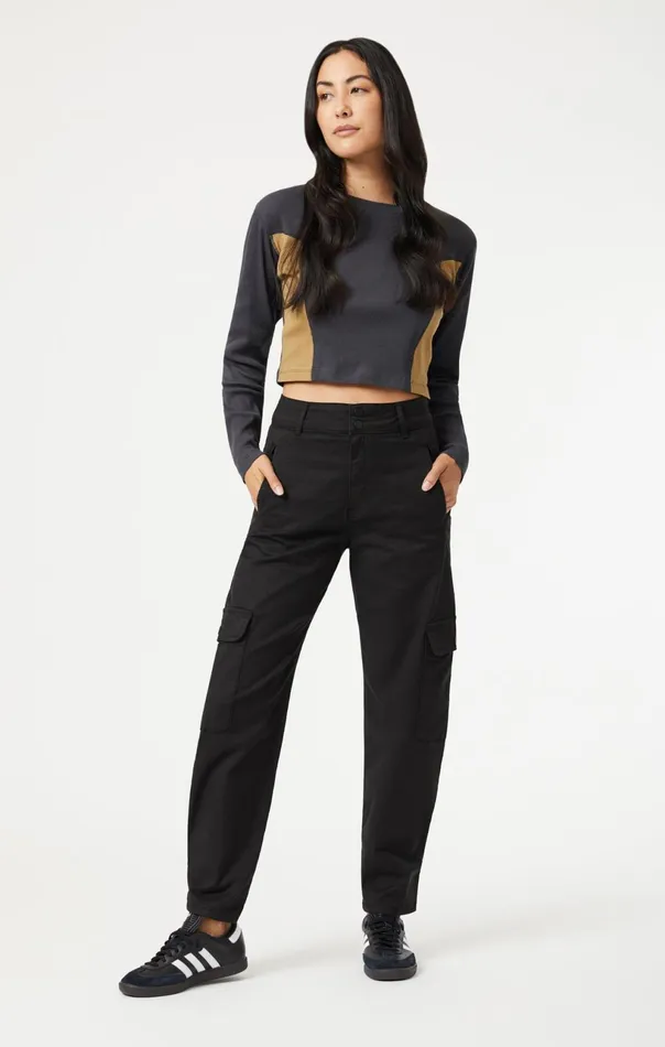 Elsie Cargo Pants In Black Luxe Twill Women Mavi Jeans Pants Elsie Cargo Pants In Black Luxe Twill Women Mavi Jeans Pants