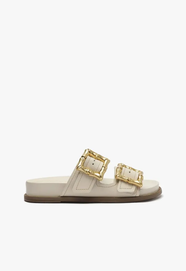 Enola Sporty Leather Sandal Pearl Women Schutz Shoes Mules