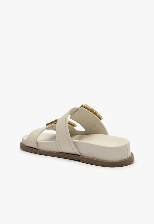 Enola Sporty Leather Sandal Pearl Women Schutz Shoes Mules