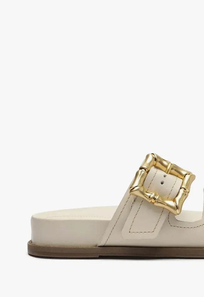Enola Sporty Leather Sandal Pearl Women Schutz Shoes Mules