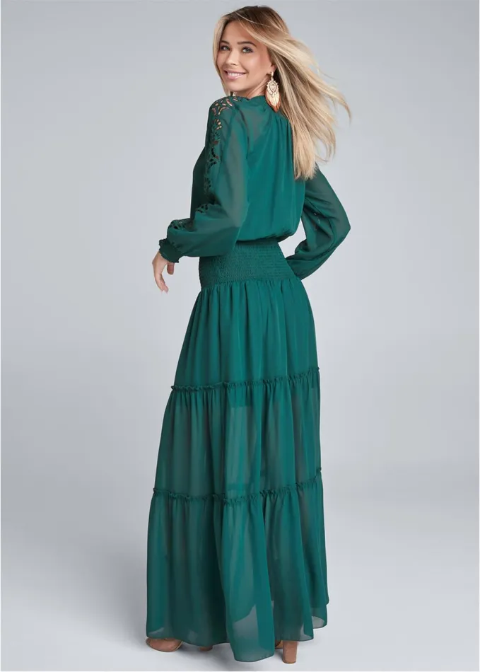 EYELET SLEEVE DETAIL DRESS Green Women VENUS Sundresses