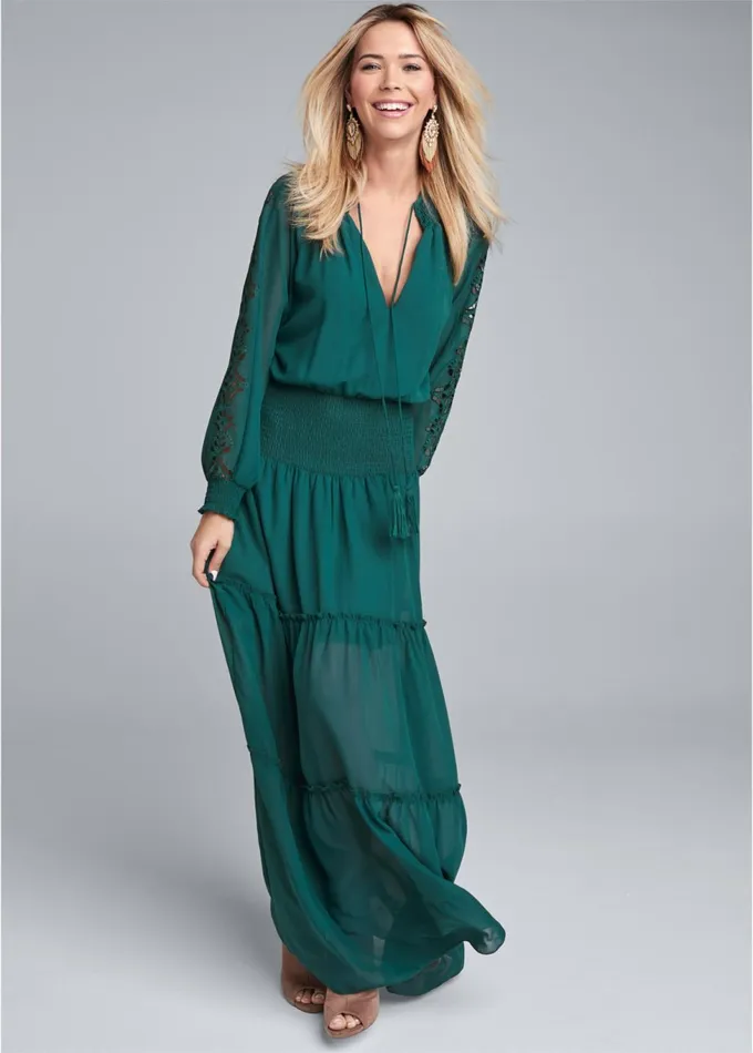 EYELET SLEEVE DETAIL DRESS Green Women VENUS Sundresses
