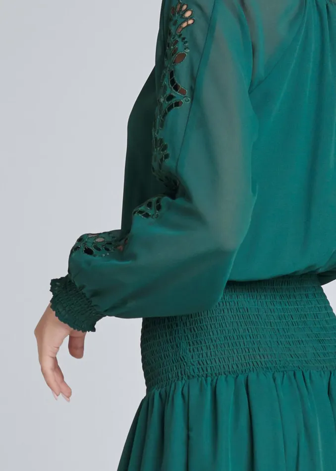 EYELET SLEEVE DETAIL DRESS Green Women VENUS Sundresses