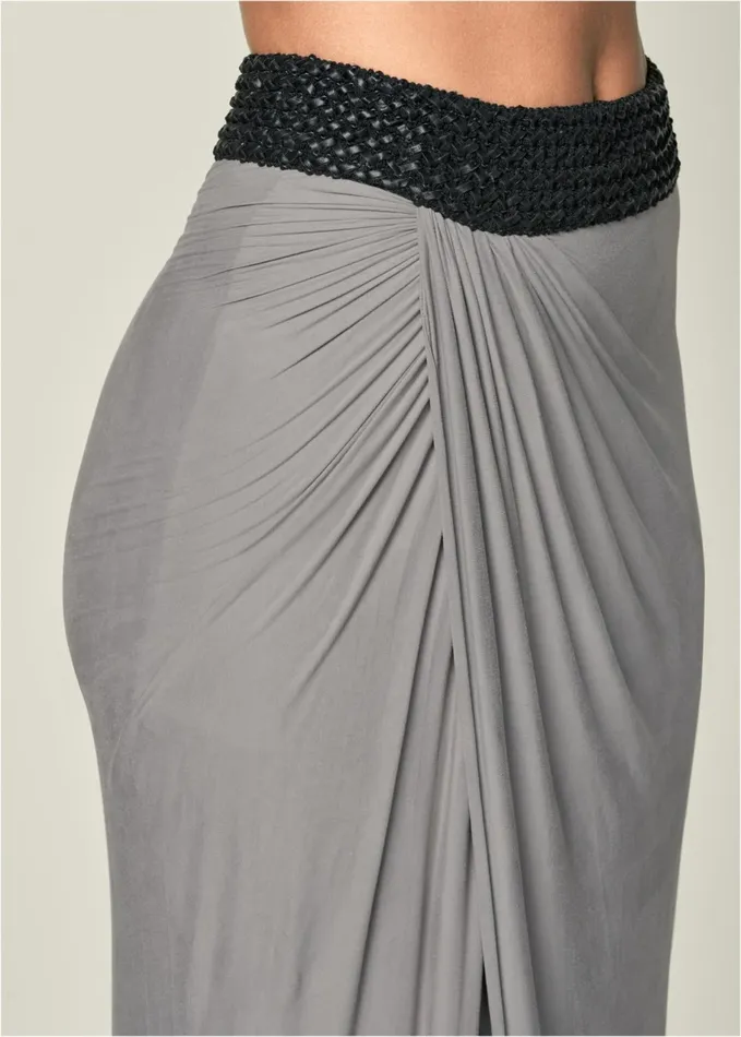 FauxLeather Waistband Detail Maxi Skirt Grey Women VENUS Maxi Skirts