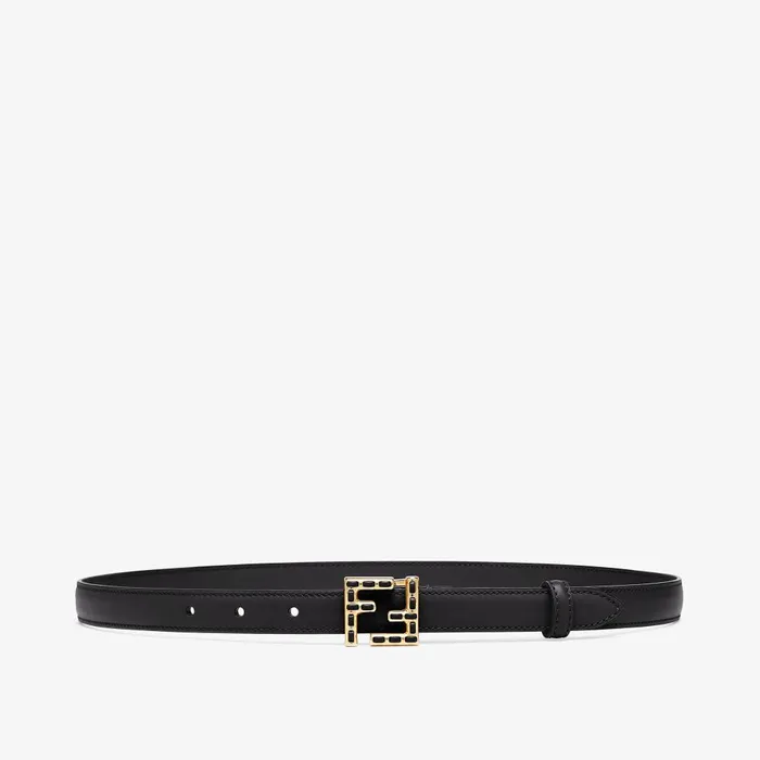 Fendi Belts FF Belt Black Leather Belt 8211 Women