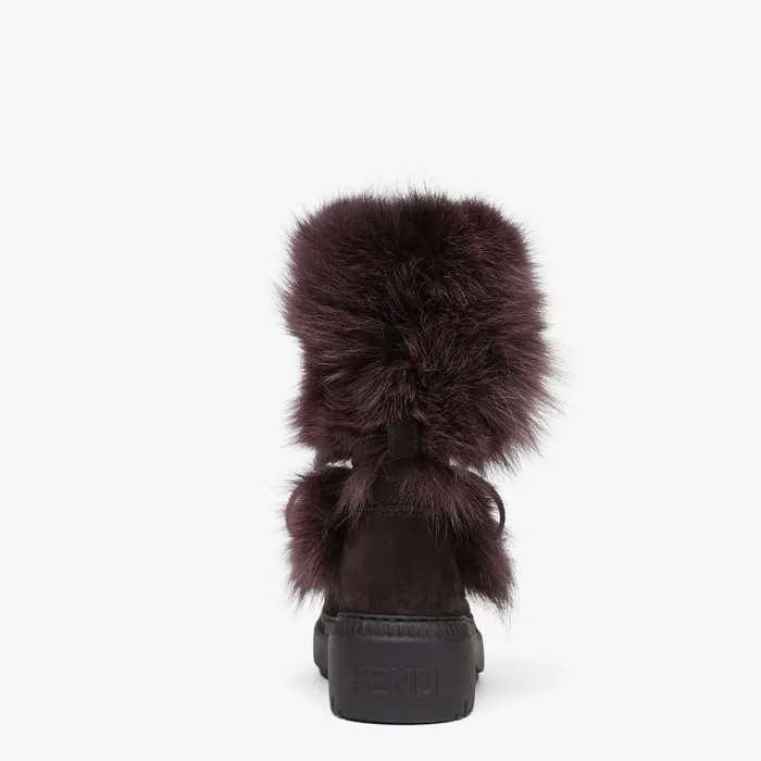 Fendi Boots and Ankle Boots Apres Chic Dark Purple Fox Fur And Suede Boots 8211 Women