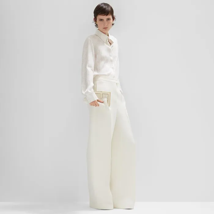 Fendi Coordinated Sets Pants White Wool And Silk Pants 8211 Women