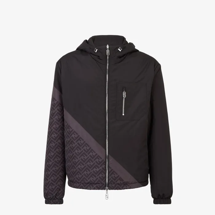 Fendi Coordinated Sets Windbreaker Black Nylon Windbreaker Jacket 8211 Men