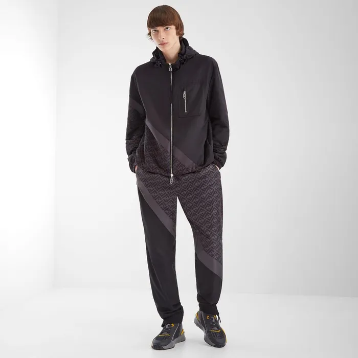 Fendi Coordinated Sets Windbreaker Black Nylon Windbreaker Jacket 8211 Men