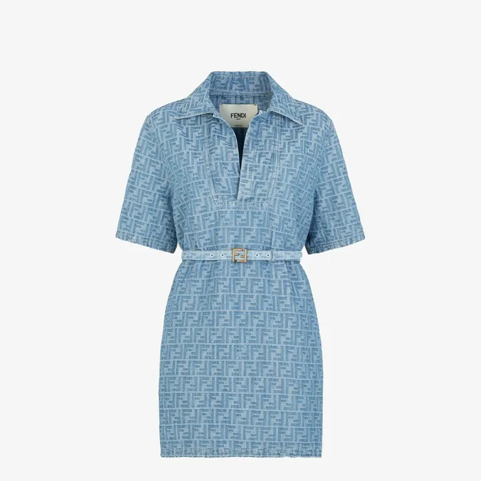 Fendi Denim Dress Light Blue FF Denim Dress 8211 Women