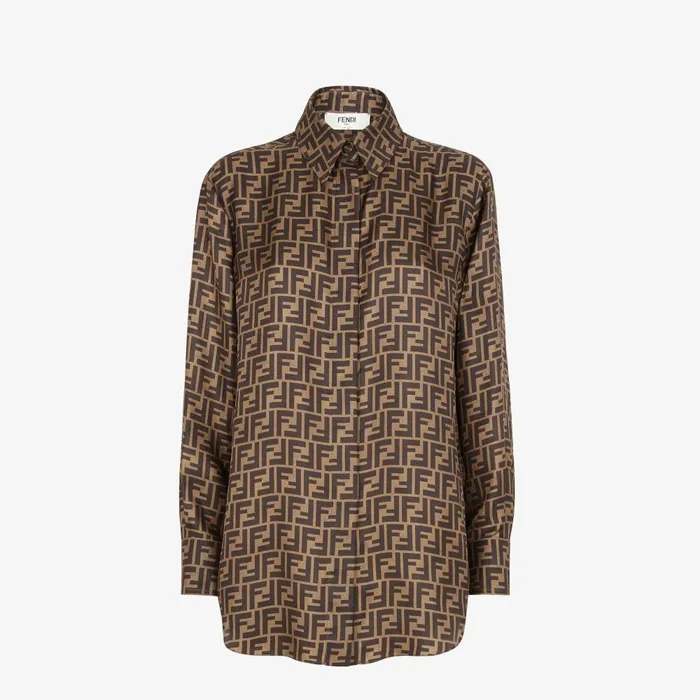 Fendi Essentials For Women Shirt Brown FF Silk Shirt 8211 Women