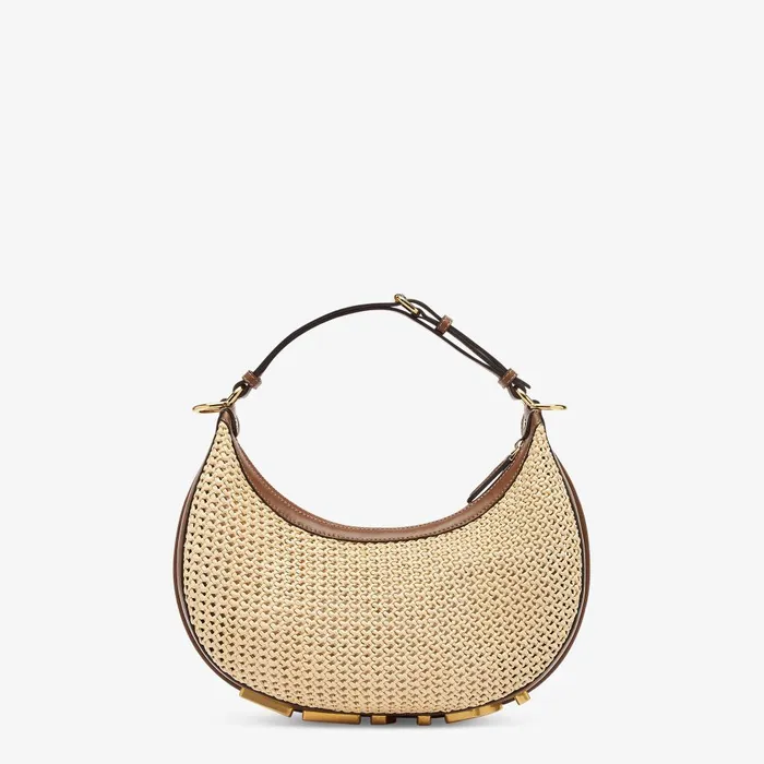 Fendi Hobo Bags Fendigraphy Small Brown Leather And Beige Macram Bag 8211 Women