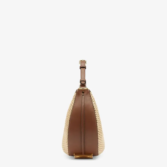 Fendi Hobo Bags Fendigraphy Small Brown Leather And Beige Macram Bag 8211 Women
