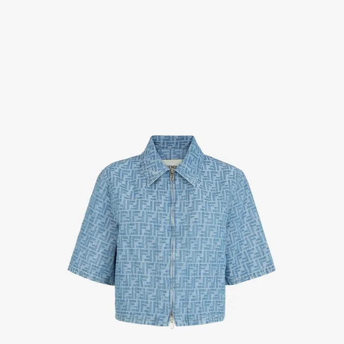 Fendi Jackets Jacket Light Blue FF Denim Jacket 8211 Women