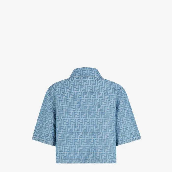 Fendi Jackets Jacket Light Blue FF Denim Jacket 8211 Women