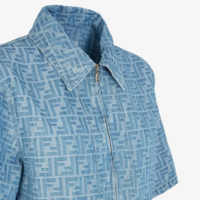 Fendi Jackets Jacket Light Blue FF Denim Jacket 8211 Women