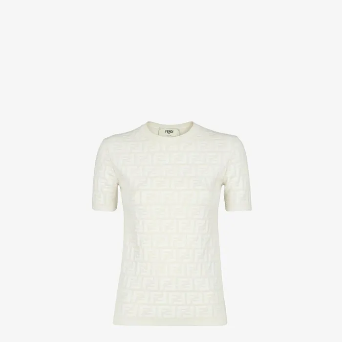 Fendi Knitwear Sweater White FF Viscose Jumper 8211 Women