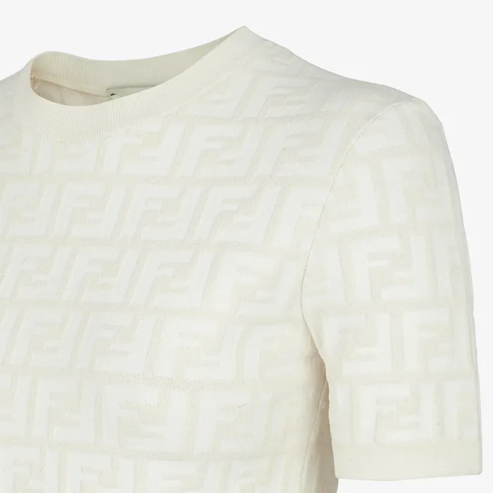 Fendi Knitwear Sweater White FF Viscose Jumper 8211 Women