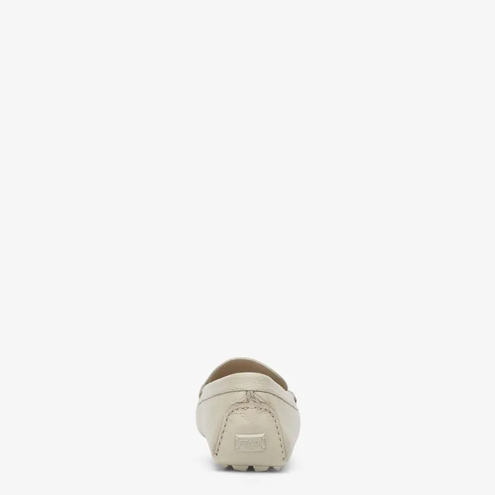 Fendi Loafers and Drivers Fendi O039Lock Driving Shoes Beige Leather And FF Jacquard Loafers 8211 Men