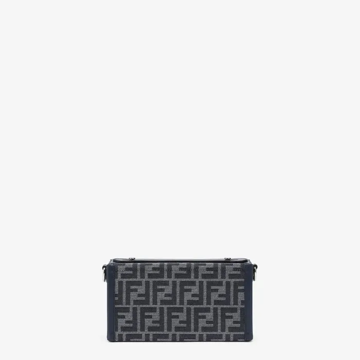 Fendi Messenger Bags Soft Trunk Baguette Blue FF Jacquard And Blue Leather Bag 8211 Men