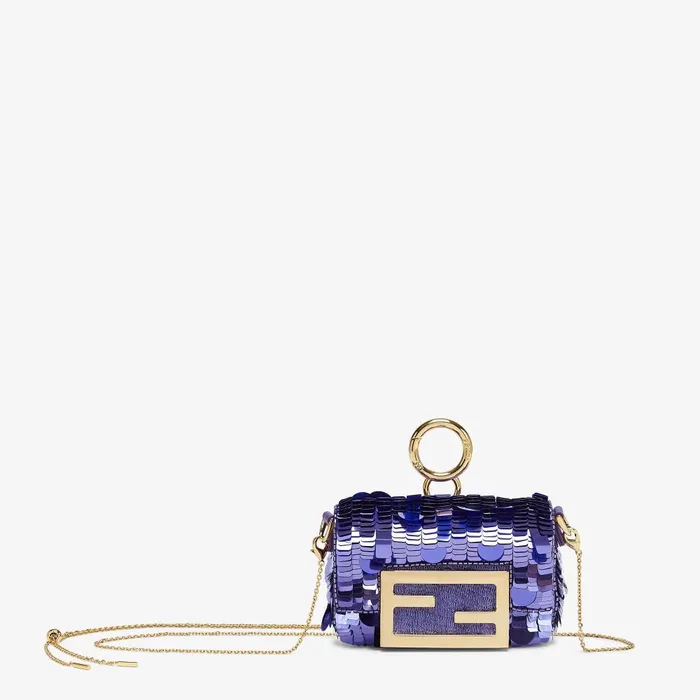 Fendi Miniature Bags Nano Baguette Charm Charm With Purple Sequins 8211 Women Fendi Miniature Bags Nano Baguette Charm Charm With Purple Sequins 8211 Women