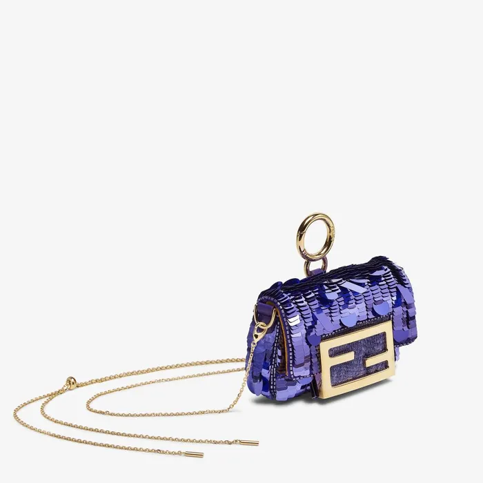 Fendi Miniature Bags Nano Baguette Charm Charm With Purple Sequins 8211 Women