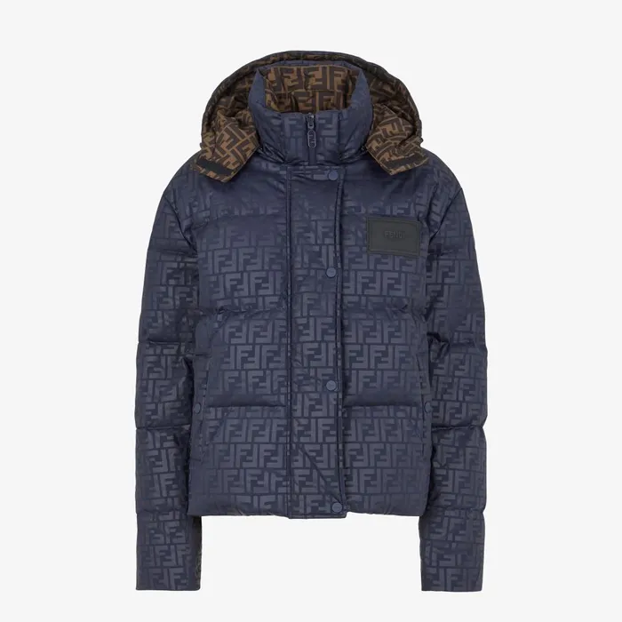 Fendi Outerwear Down Jacket Blue FF Tech Fabric Down Jacket 8211 Women