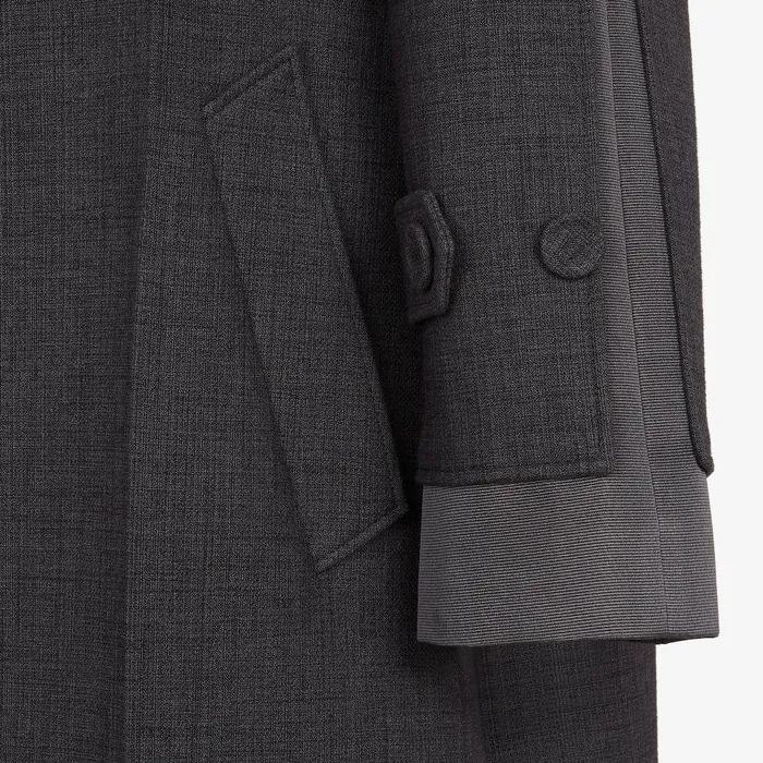 Fendi Outerwear Overcoat Gray Natt Fabric Car Coat 8211 Women