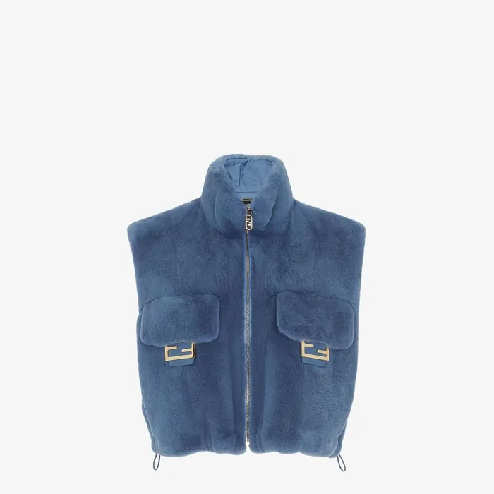 Fendi Outerwear Vest Blue Mink Vest 8211 Women