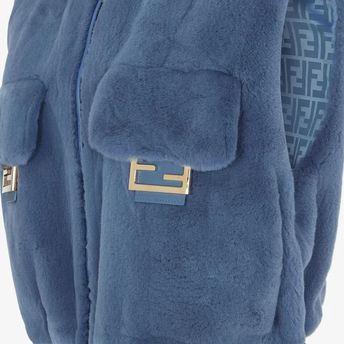 Fendi Outerwear Vest Blue Mink Vest 8211 Women
