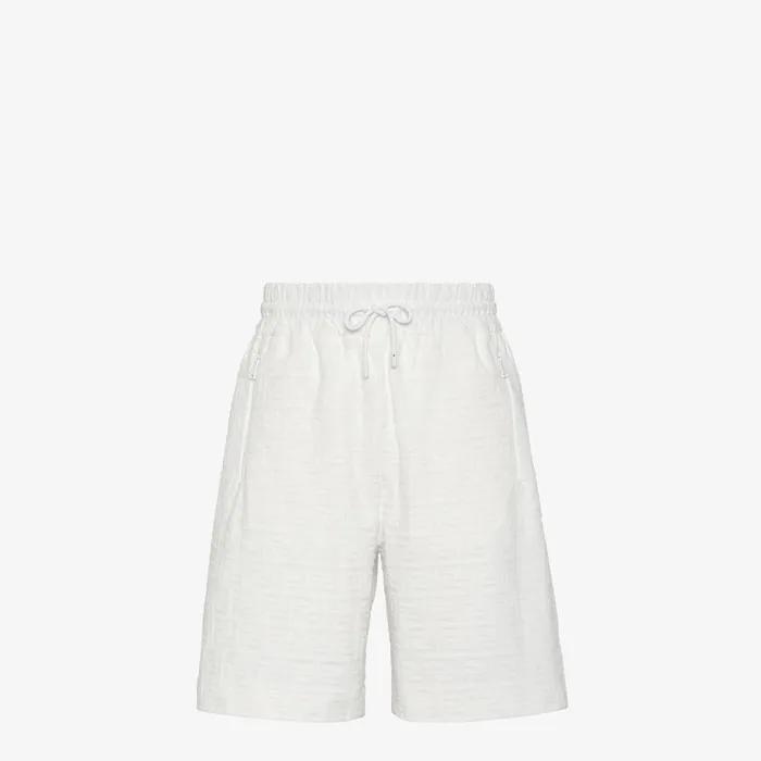 Fendi Pants and Shorts Bermudas Short Pants In White FF Cotton 8211 Men