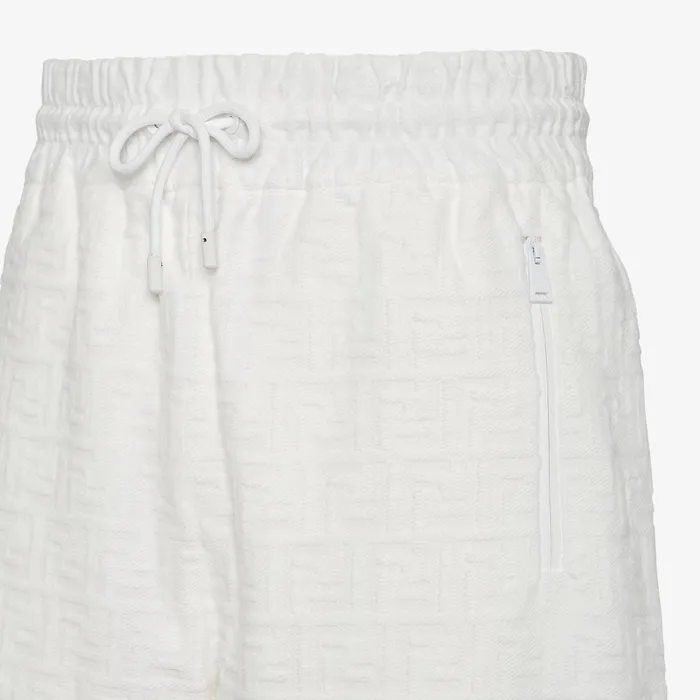 Fendi Pants and Shorts Bermudas Short Pants In White FF Cotton 8211 Men
