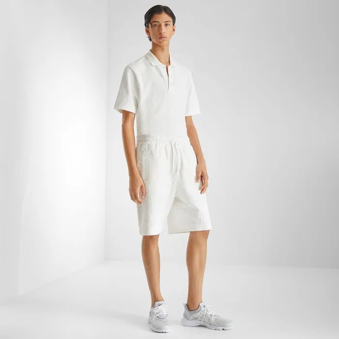Fendi Pants and Shorts Bermudas Short Pants In White FF Cotton 8211 Men