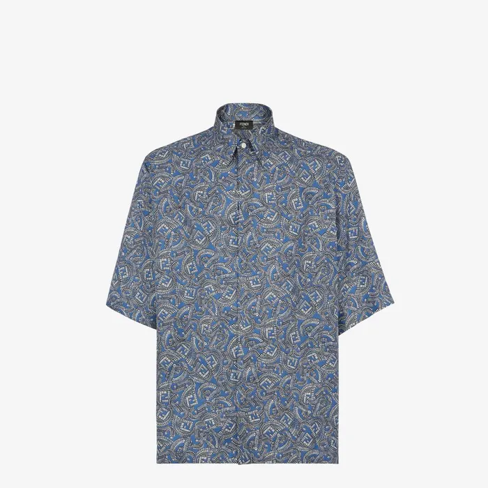 Fendi Shirts Shirt Blue Fendi Jewels Silk Shirt 8211 Men