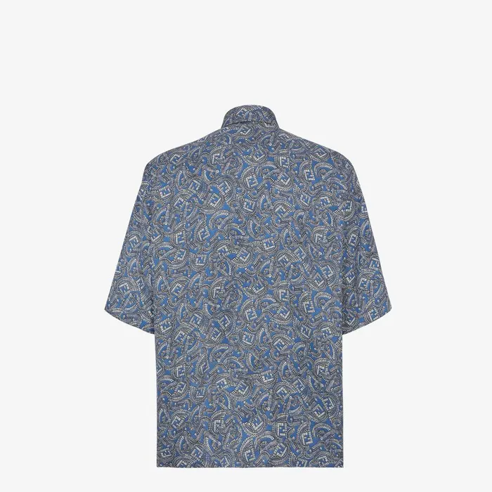 Fendi Shirts Shirt Blue Fendi Jewels Silk Shirt 8211 Men