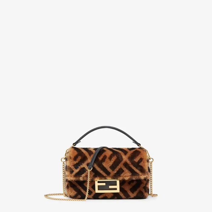 Fendi Shoulder and Crossbody Bags Baguette Mini Brown Sheepskin Bag 8211 Women Fendi Shoulder and Crossbody Bags Baguette Mini Brown Sheepskin Bag 8211 Women