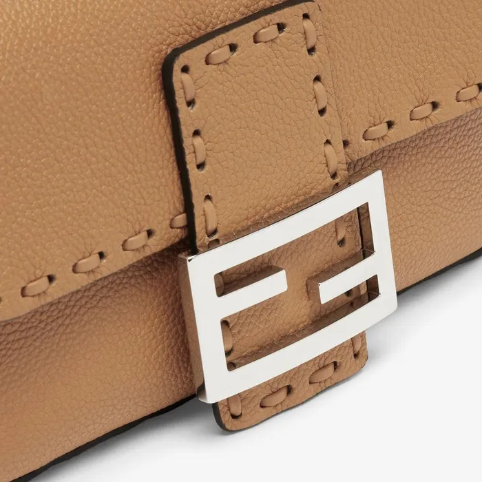 Fendi Shoulder and Crossbody Bags Baguette Mini Cappuccinocolored Selleria Bag With 309 Handsewn Stitches 8211 Women
