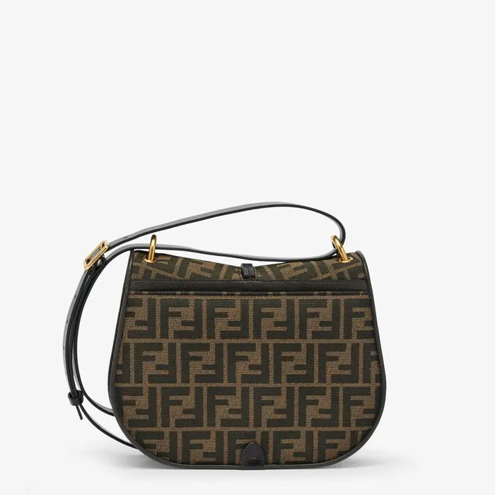 Fendi Shoulder and Crossbody Bags Cmon Medium Brown FF Jacquard Fabric And Leather Bag 8211 Women