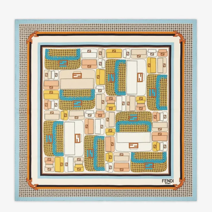 Fendi Silk Scarves Baguette Foulard Light Blue Silk Foulard 8211 Women