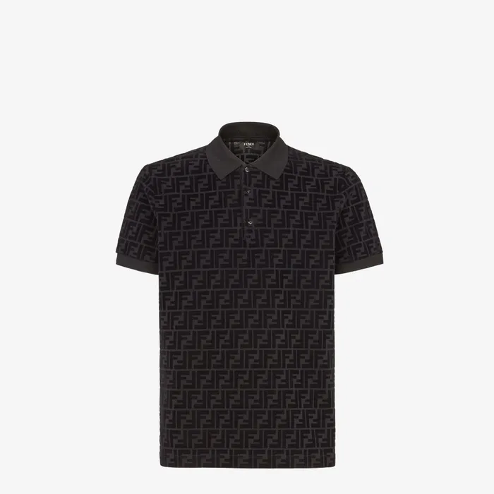 Fendi Tshirts and Polos Polo Shirt Black Jersey Polo Shirt 8211 Men